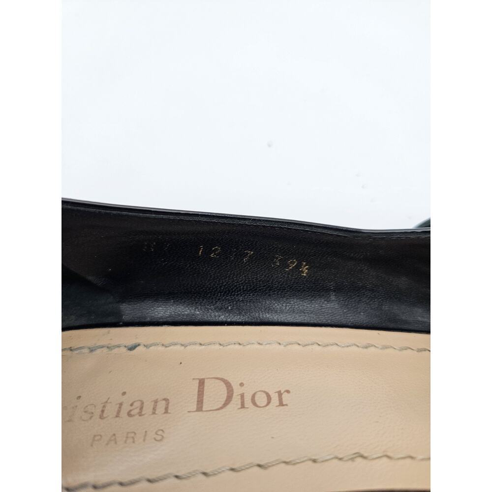 DIOR Baby D Mary Jane Ballet Pumps Black Patent Leather Gold Logo sz 39.5 - Picture 6 of 14
